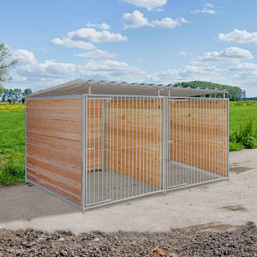 Douglas hout hondenkennel dubbel 2 X 2m compleet met dak