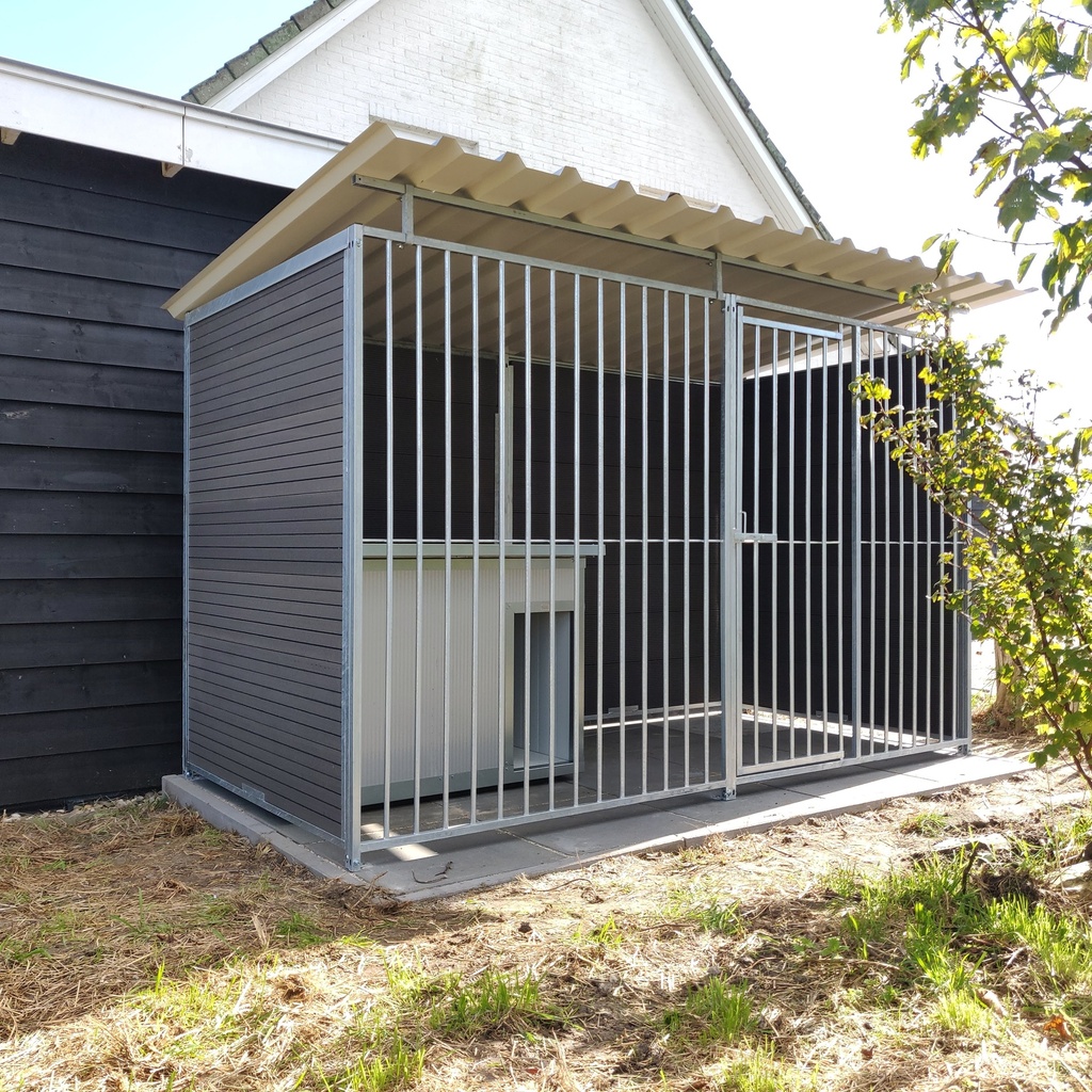 WPC Composiet houtlook hondenkennel 3 X 1,5m compleet met dak