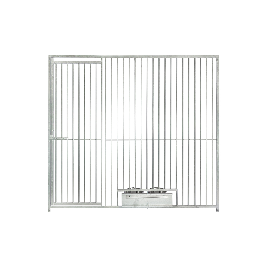 Kennelpaneel 2m met deur links + voederluik - spijlen 5cm 