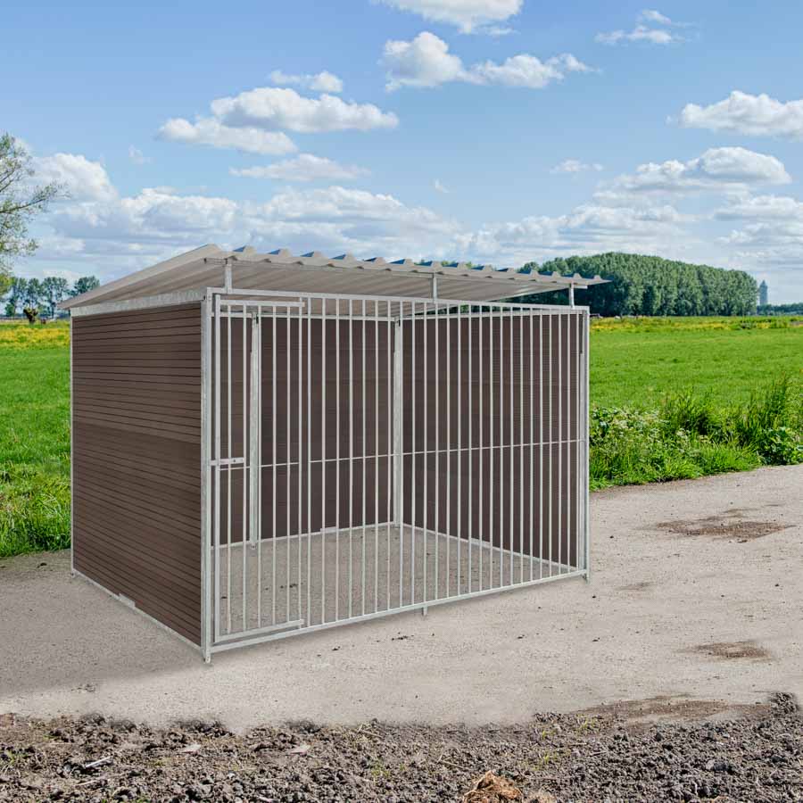 WPC composiet houtlook hondenkennel 3 X 1,5m compleet met dak