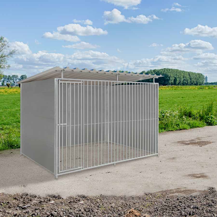 Kunststof hondenkennel 3 X 1,5m compleet met dak