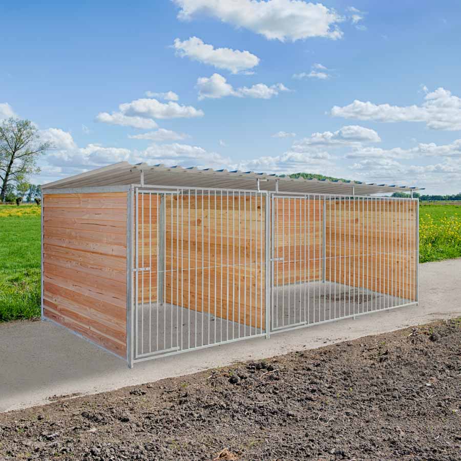 Douglas hout hondenkennel dubbel 2 X 2m en 2 X 3m compleet met dak