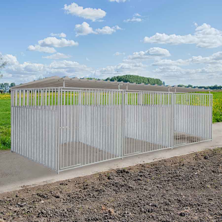 2/3 damwand hondenkennel driedubbel 2 X 2m compleet met dak