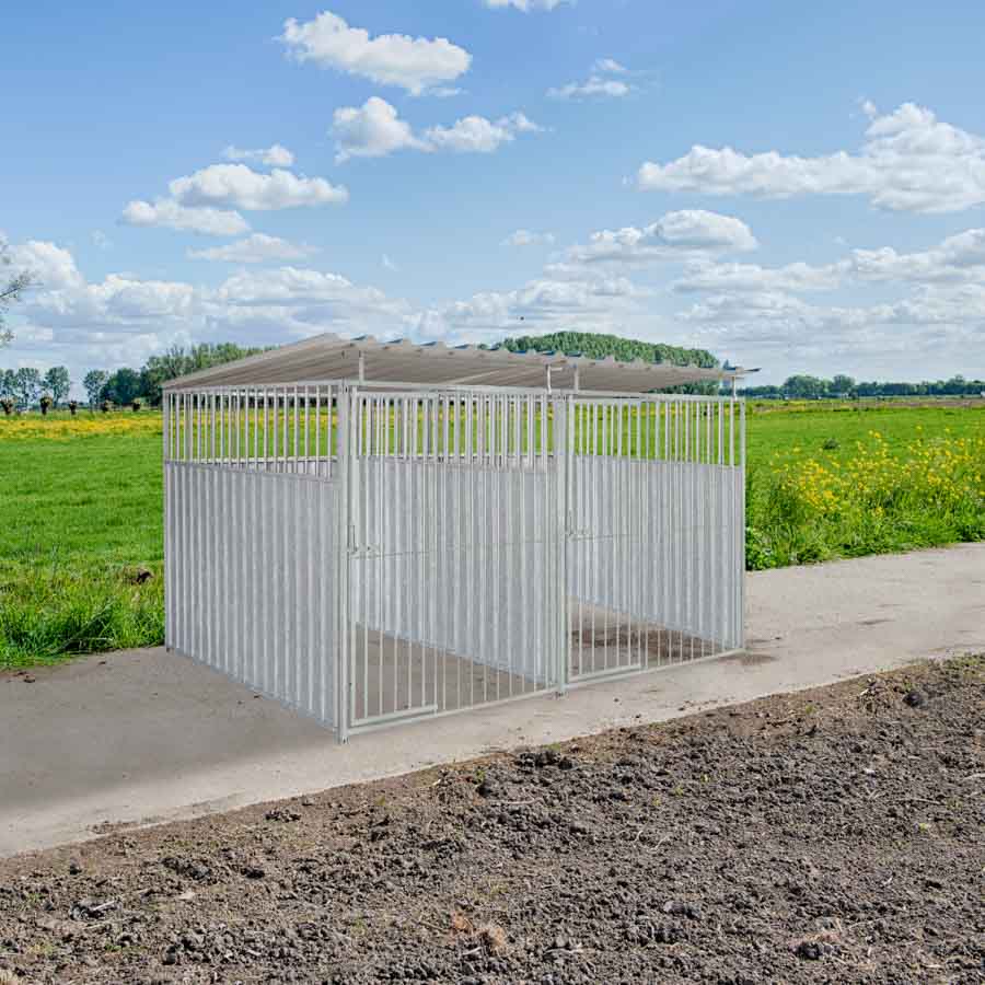 2/3 damwand hondenkennel dubbel 1,5 X 2m compleet met dak