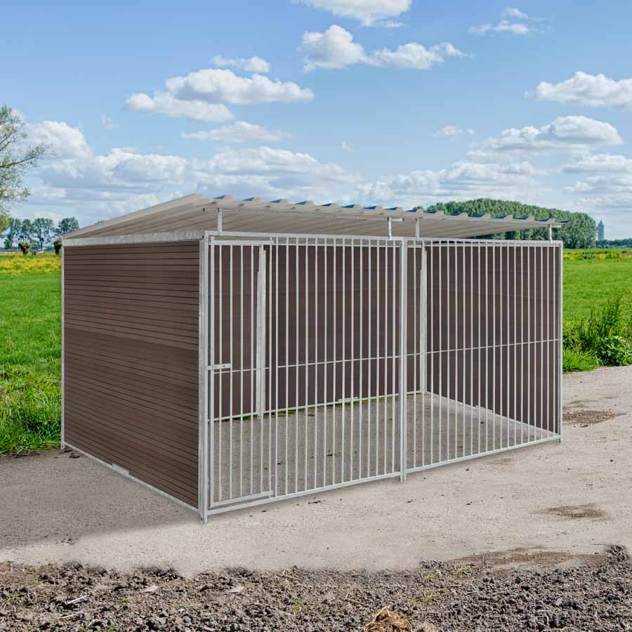 WPC Composiet houtlook hondenkennel 4 X 2m compleet met dak