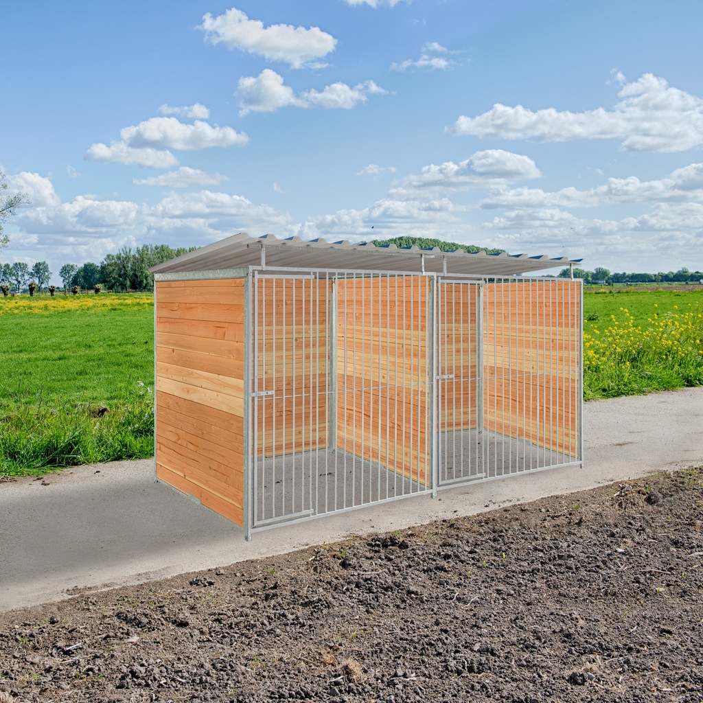 Douglas hout hondenkennel dubbel 2 X 1,5m compleet met dak 