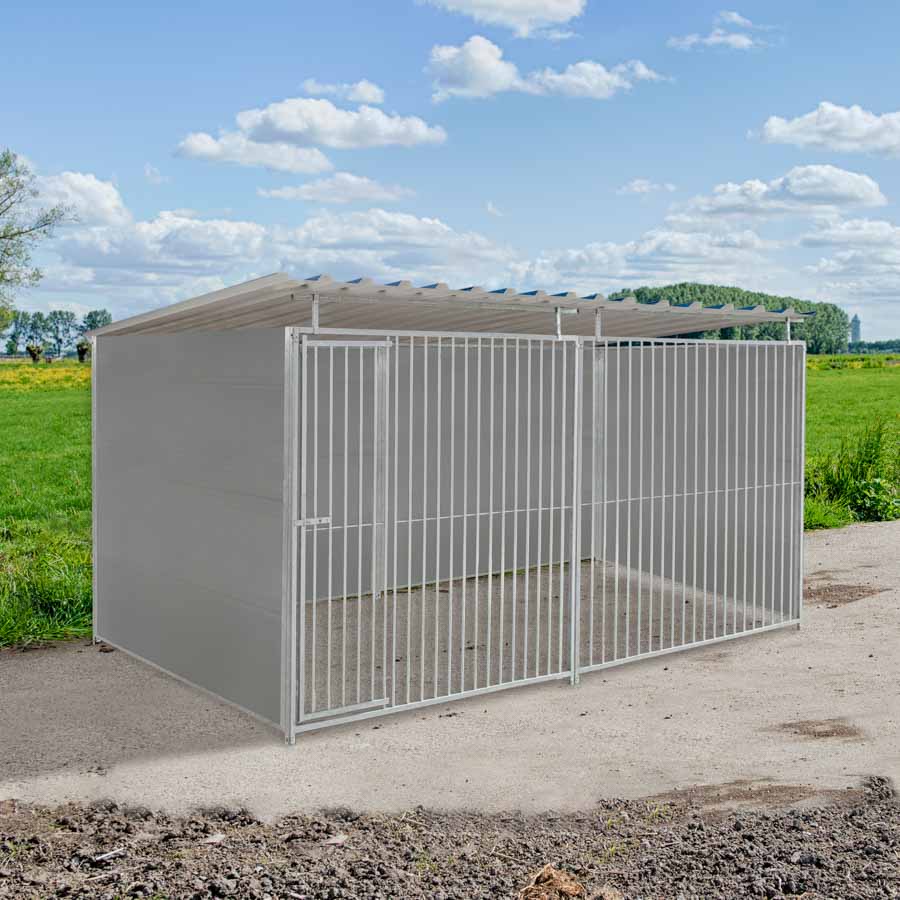 Kunststof hondenkennel 4 X 2m compleet met dak