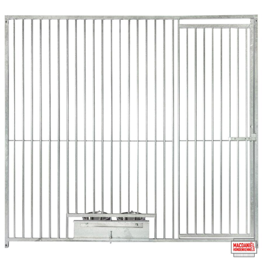 Kennelpaneel 200cm * 184cm met deur - spijlen 5cm met draaibare voerbakset