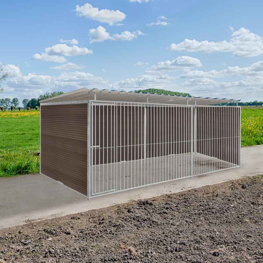 WPC Composiet houtlook hondenkennel 5 X 2m compleet met dak