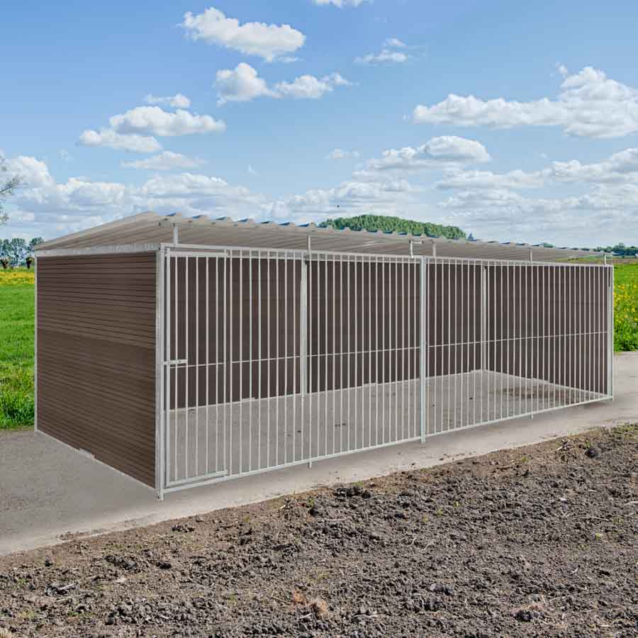 WPC Composiet houtlook hondenkennel 5 X 2m compleet met dak