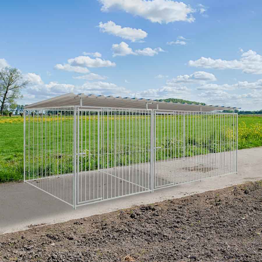 budget spijlen 8cm hondenkennel dubbel 2 X 2m &amp; 2 X 3m compleet met dak