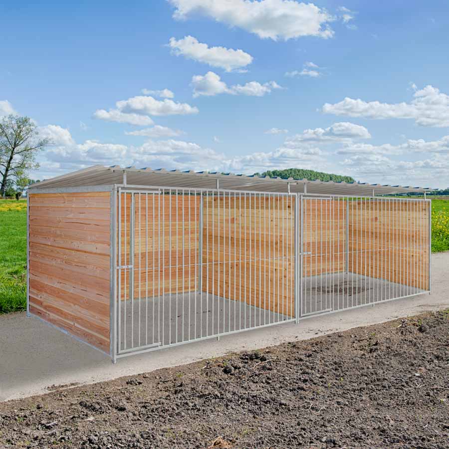 Douglas hout hondenkennel dubbel 3 X 2m compleet met dak