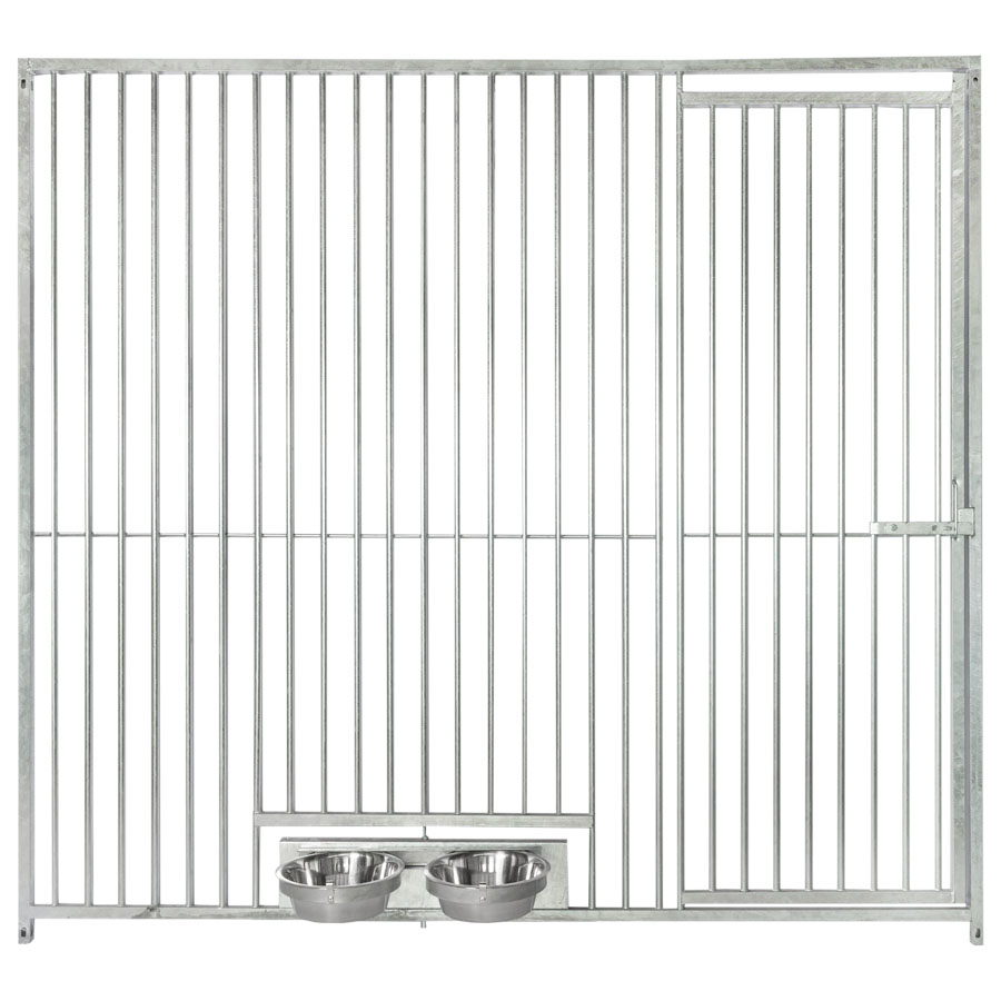 Kennelpaneel 2m met deur links + voederluik - spijlen 5cm 