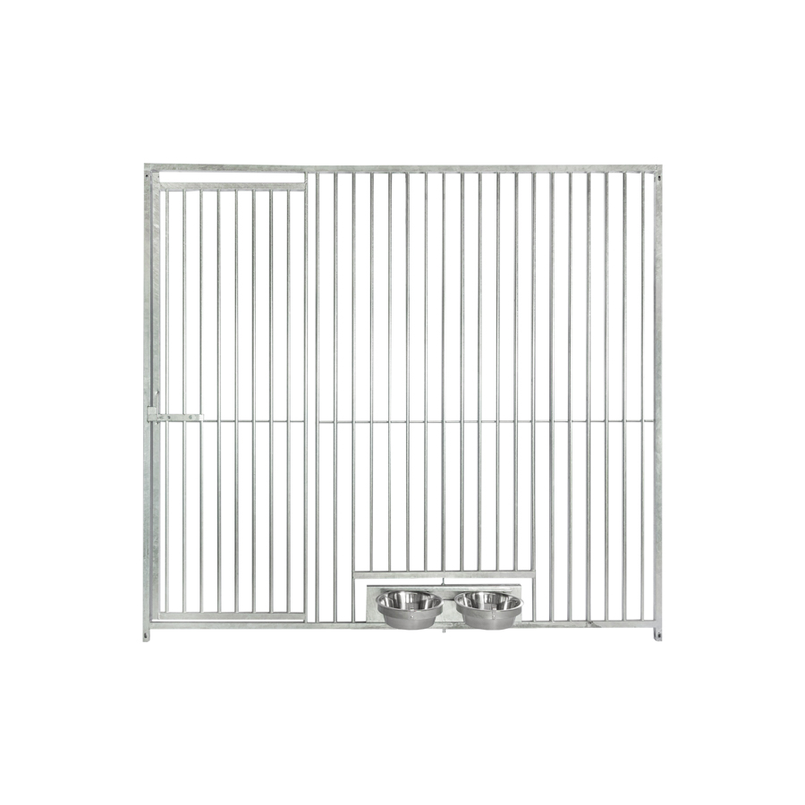 Kennelpaneel 2m met deur links + voederluik - spijlen 5cm 