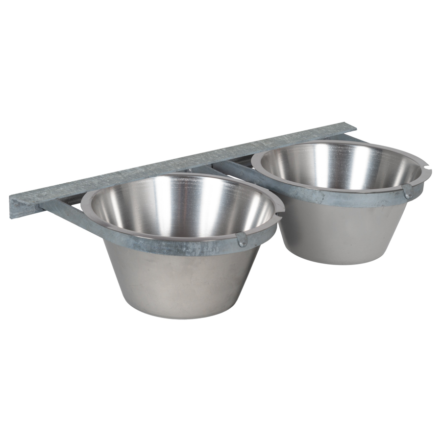 Voerbakhouder 2x3L zware uitvoering met diepe bakken