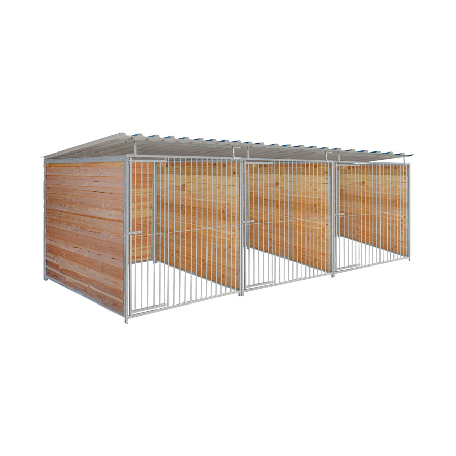 Douglas hout hondenkennel driedubbel 2 X 2m compleet met dak 