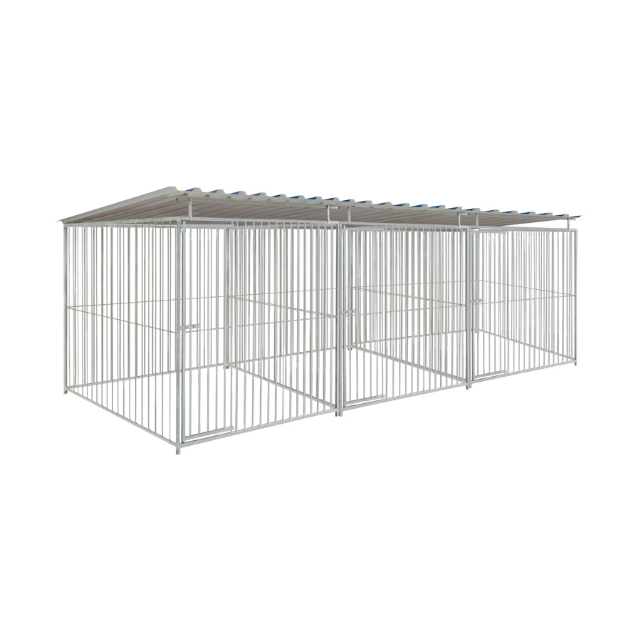 Basic spijlen 8cm hondenkennel driedubbel 2 X 2m compleet met dak 