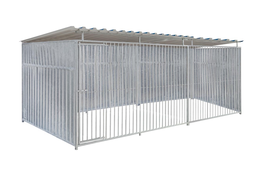Geheel dicht damwand hondenkennel 5 X 2m compleet met dak