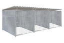 Geheel dicht damwand hondenkennel driedubbel 2 X 2m compleet met dak