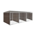 WPC Composiet houtlook hondenkennel driedubbel 2 X 2m compleet met dak