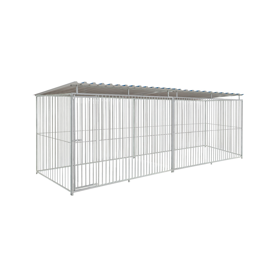 Basic spijlen 8cm hondenkennel 6 X 1,5m compleet met dak