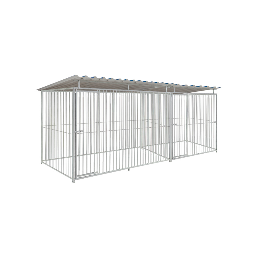 Basic spijlen 8cm hondenkennel dubbel 2 X 1,5m & 3 X 1,5m compleet met dak