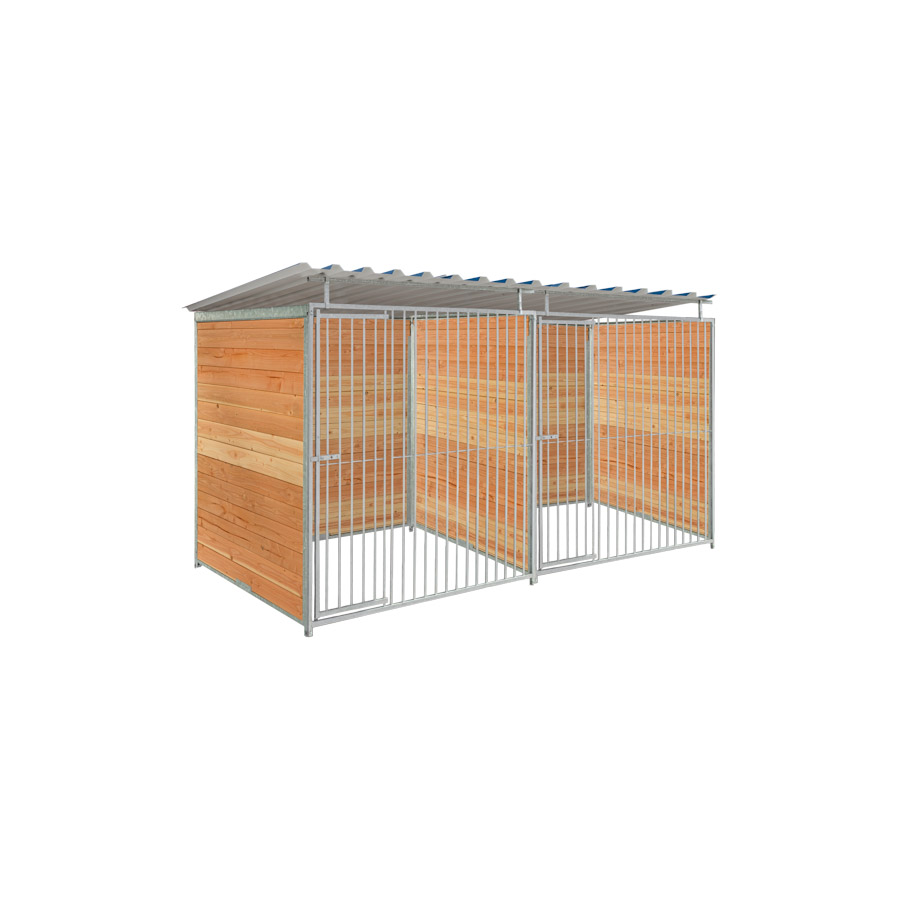 Douglas hout hondenkennel dubbel 2 X 1,5m compleet met dak