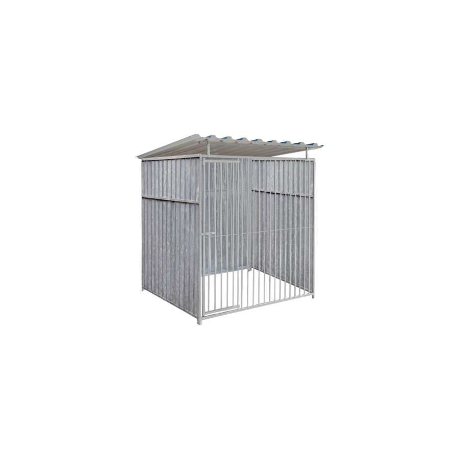 Geheel dicht damwand hondenkennel 2 X 1,5m compleet met dak