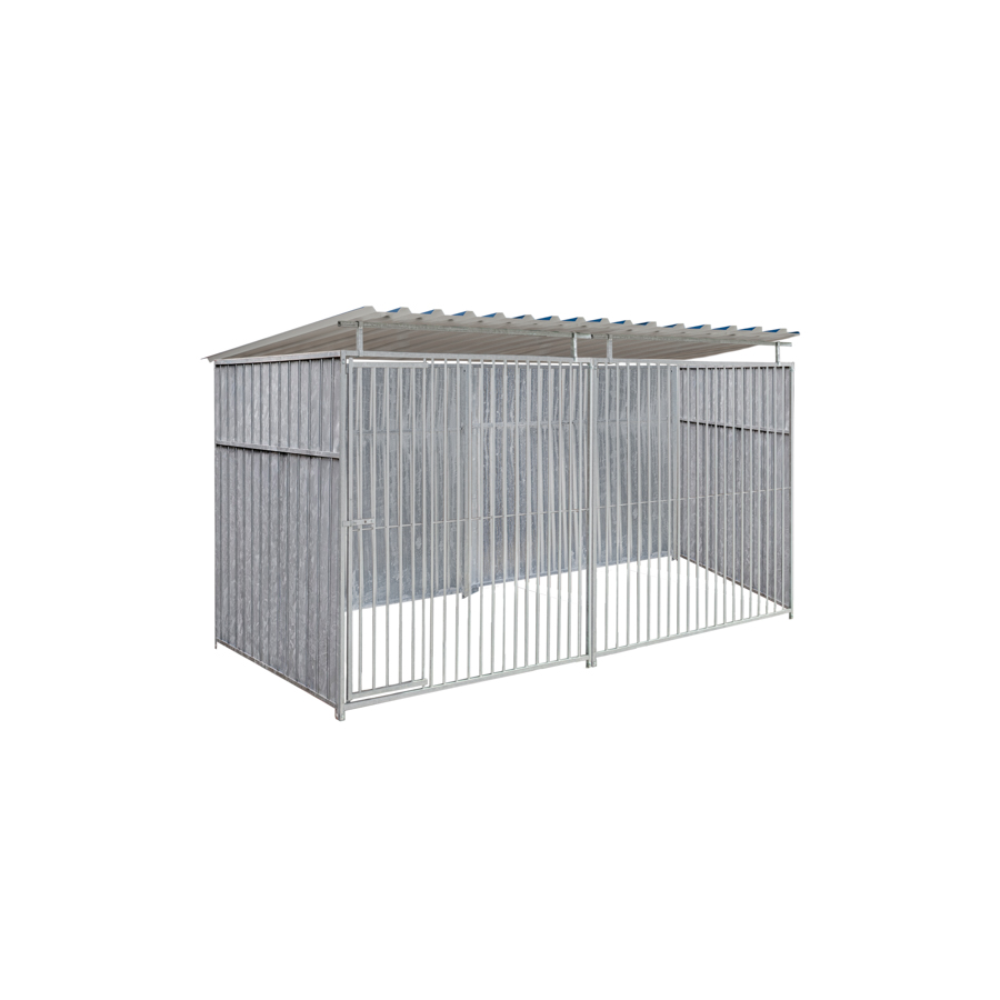 Geheel dicht damwand hondenkennel 4 X 1,5m compleet met dak