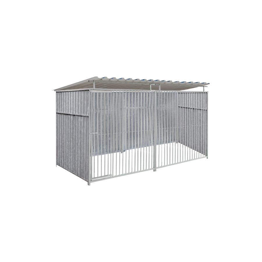 Geheel dicht damwand hondenkennel 4 X 1,5m compleet met dak