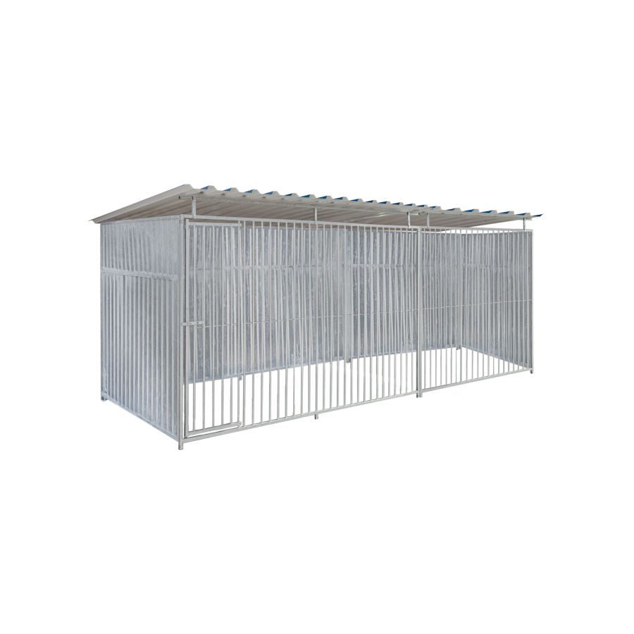 Geheel dicht damwand hondenkennel 5 X 1,5m compleet met dak