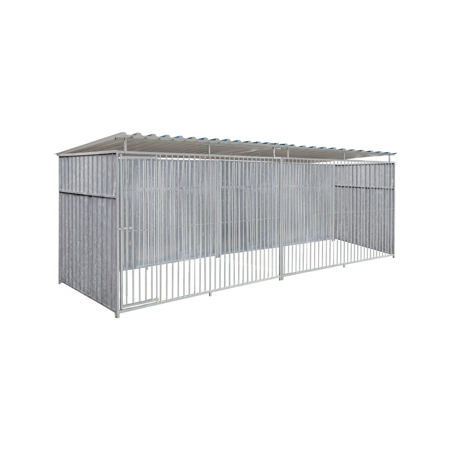 Geheel dicht damwand hondenkennel 6 X 1,5m compleet met dak