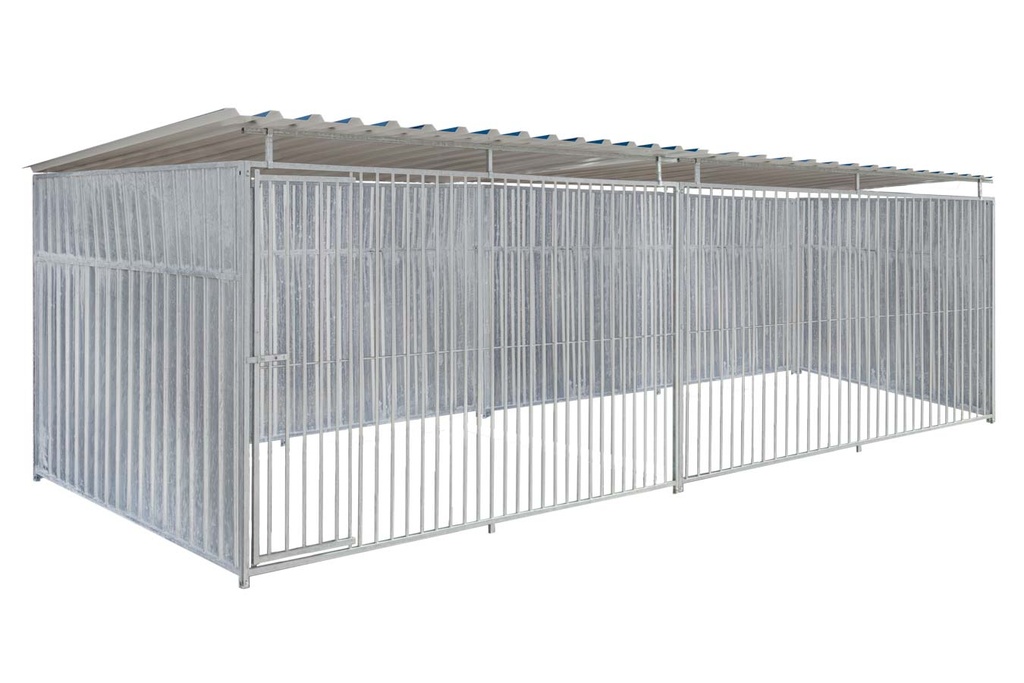 Geheel dicht damwand hondenkennel 6 X 1,5m compleet met dak