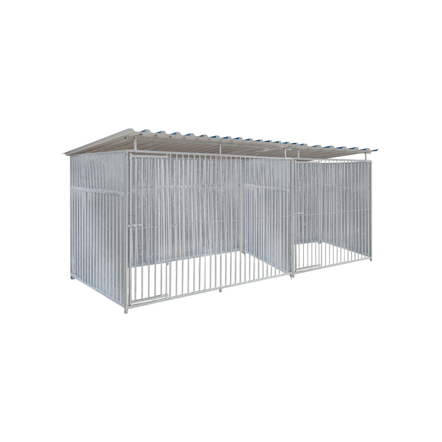 Geheel dicht damwand hondenkennel dubbel 2 X 1,5m & 3 X 1,5m compleet met dak