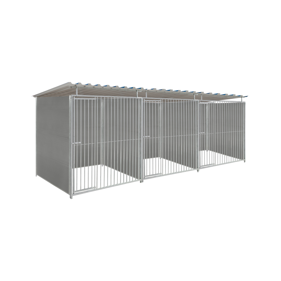 Kunststof hondenkennel driedubbel 2 X 1,5m compleet met dak