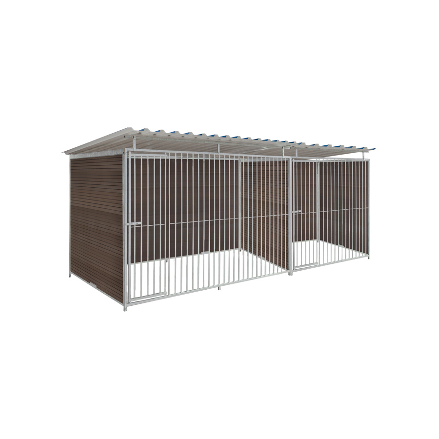 WPC Composiet houtlook hondenkennel dubbel 2 X 1,5m & 3 X 1,5m compleet met dak
