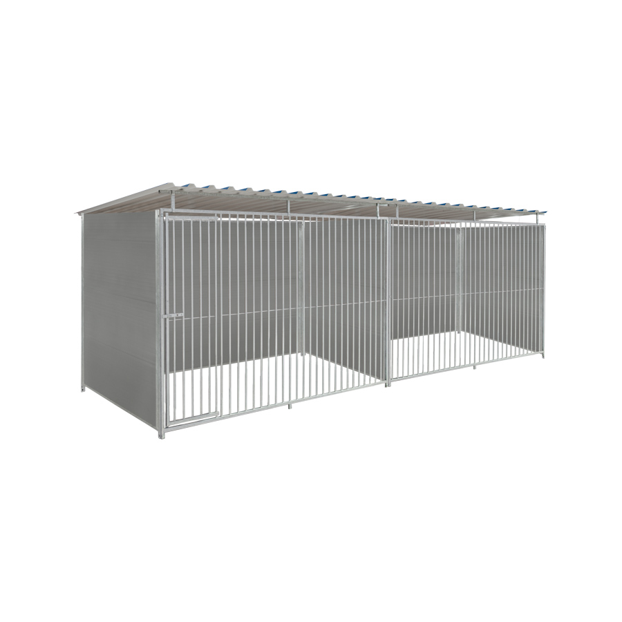 Kunststof hondenkennel dubbel 3 X 1,5m compleet met dak