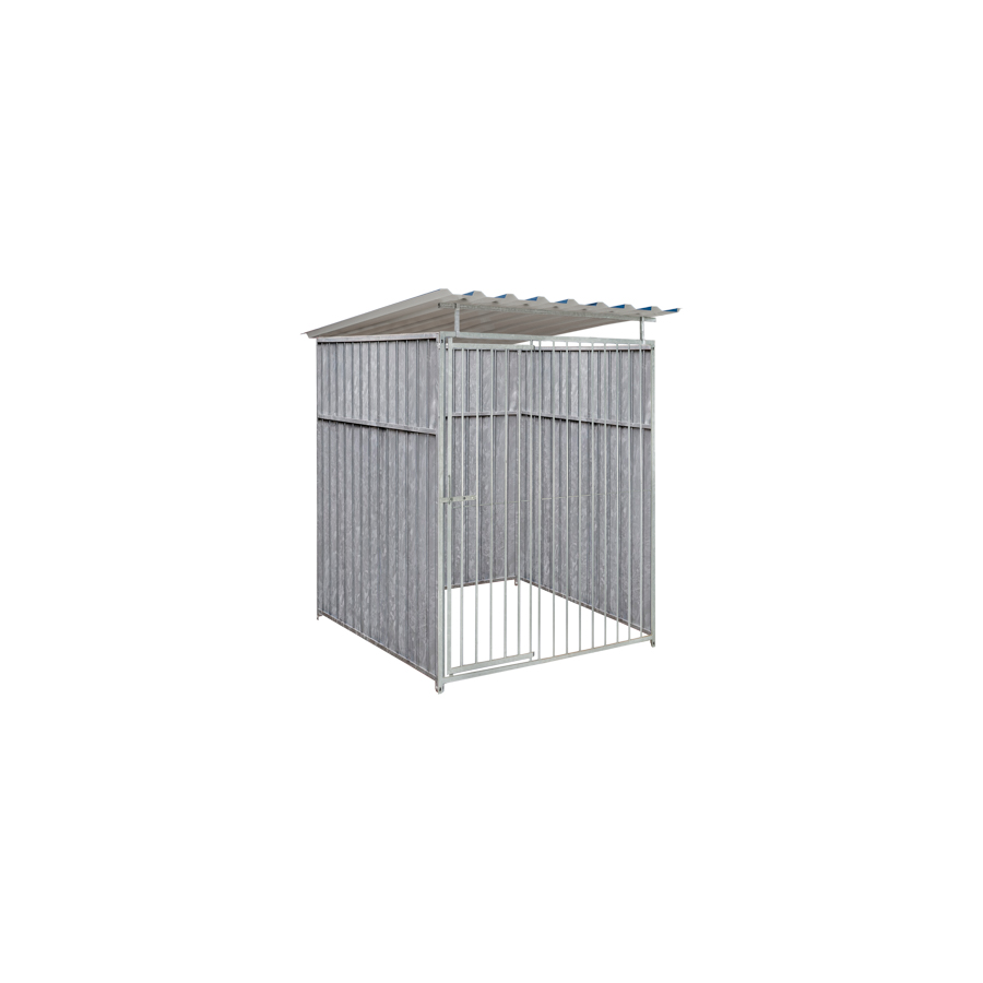 Geheel dicht damwand hondenkennel 1,5 X 1,5m compleet met dak