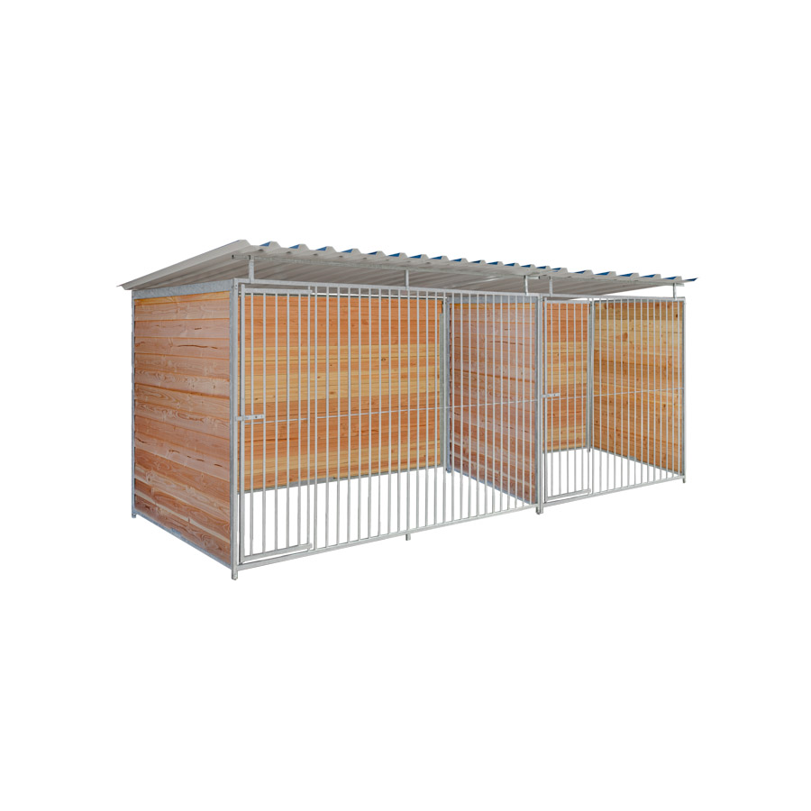 Douglas hout hondenkennel dubbel 2 X 1,5m & 3 X 1,5m compleet met dak