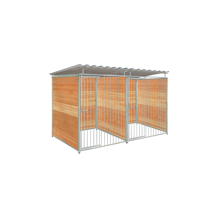 Douglas hout hondenkennel dubbel 1,5 X 1,5m compleet met dak