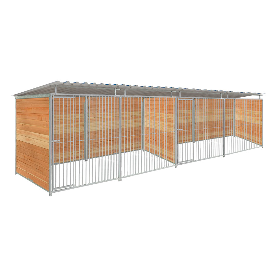 Douglas hout hondenkennel dubbel 4 X 1,5m compleet met dak