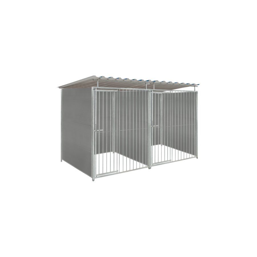 Kunststof hondenkennel dubbel 1,5 X 1,5m compleet met dak