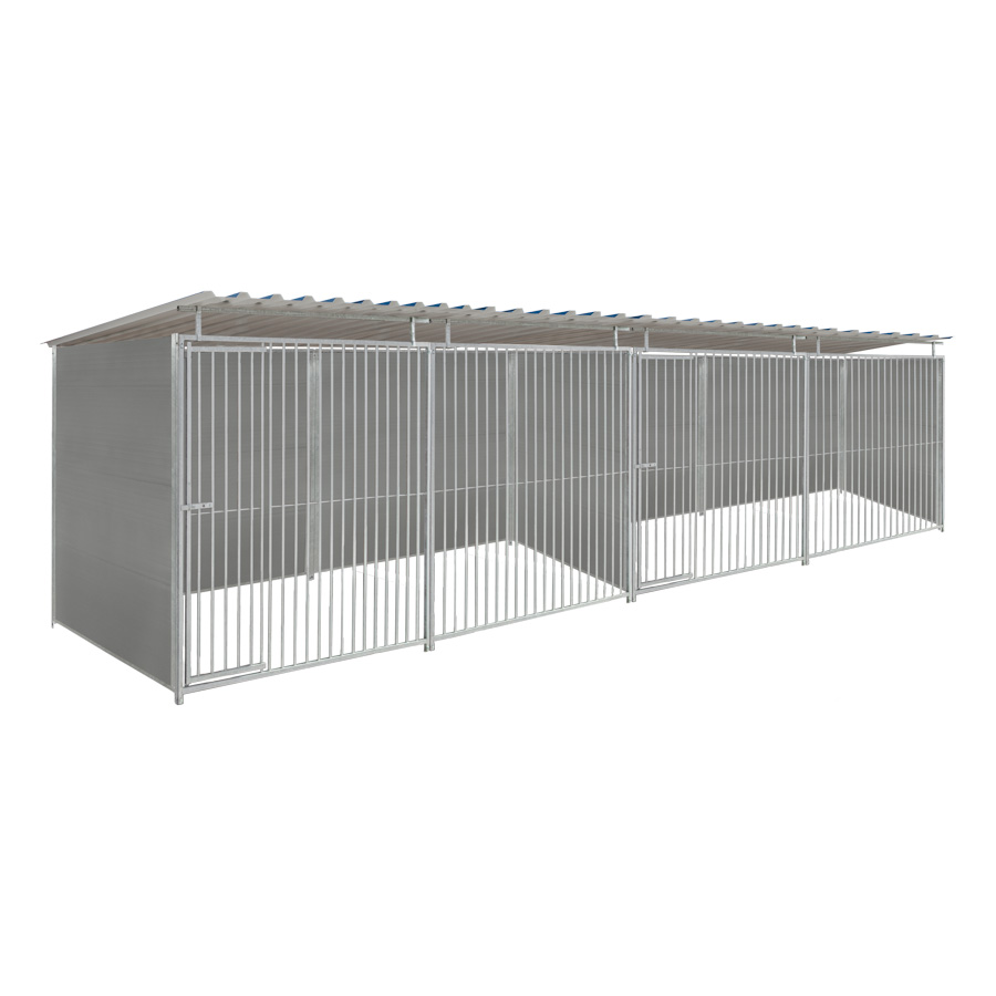 Kunststof hondenkennel dubbel 4 X 1,5m compleet met dak