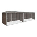 WPC Composiet houtlook hondenkennel dubbel 4 X 1,5m compleet met dak