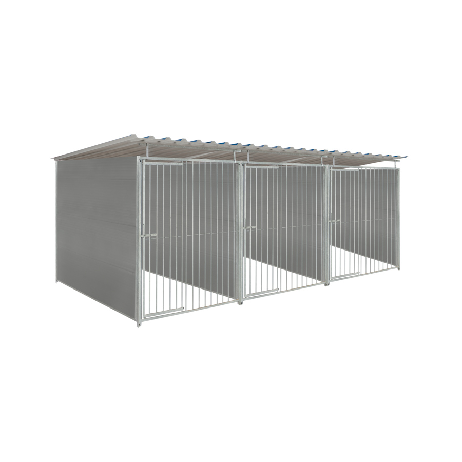 Kunststof hondenkennel driedubbel 1,5 X 2m compleet met dak