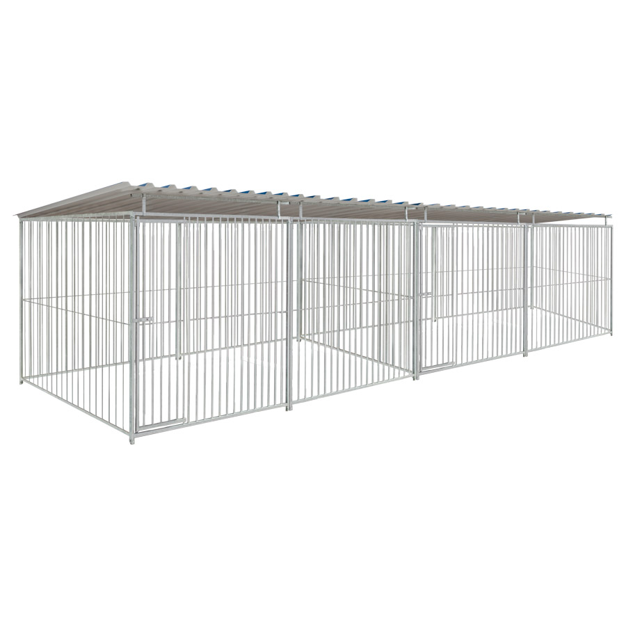 Basic spijlen 8cm hondenkennel dubbel 4 X 2m compleet met dak