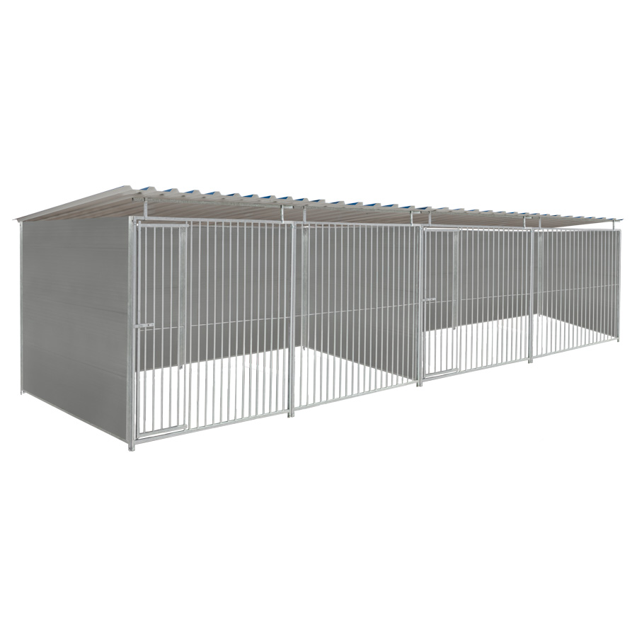 Kunststof hondenkennel dubbel 4 X 2m compleet met dak