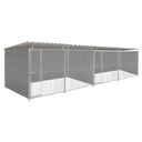 Kunststof hondenkennel dubbel 4 X 2m compleet met dak