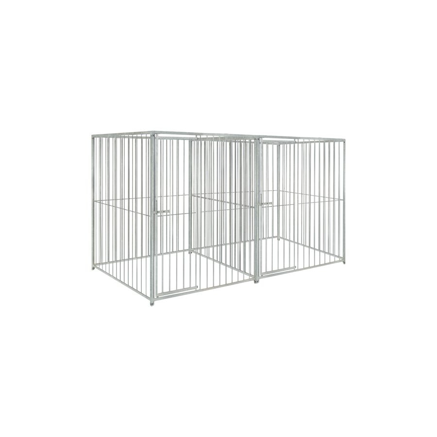 Basic spijlen 8cm hondenkennel dubbel 1,5 X 1,5m zonder dak
