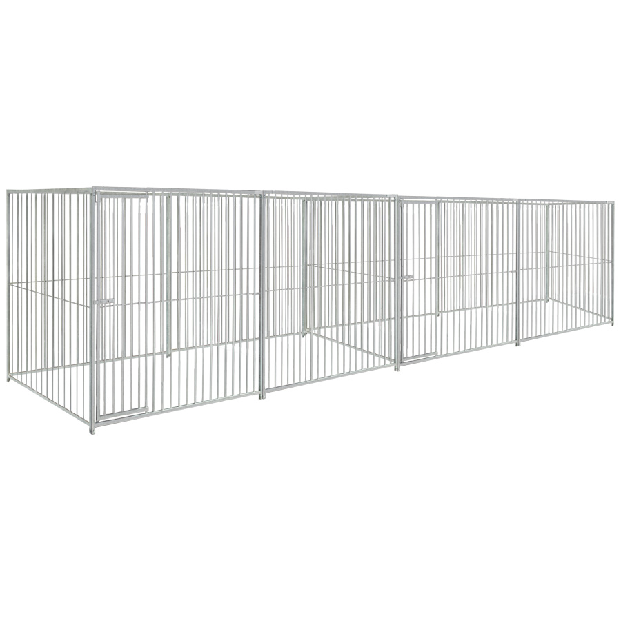 Basic spijlen 8cm hondenkennel dubbel 4 X 1,5m zonder dak